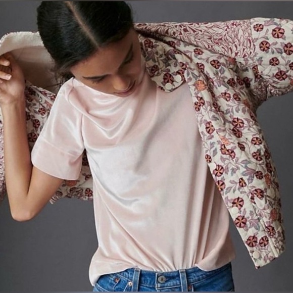 Anthropologie Krisha Velvet Mock Neck Top in Rose (pink) - Picture 2 of 11